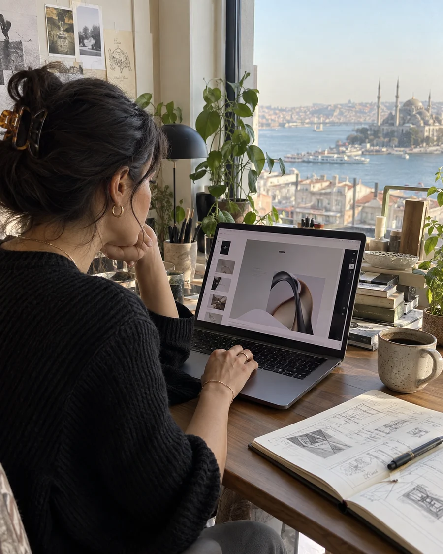 Framer için saas / tasarım süreci temsili UGC çekimi